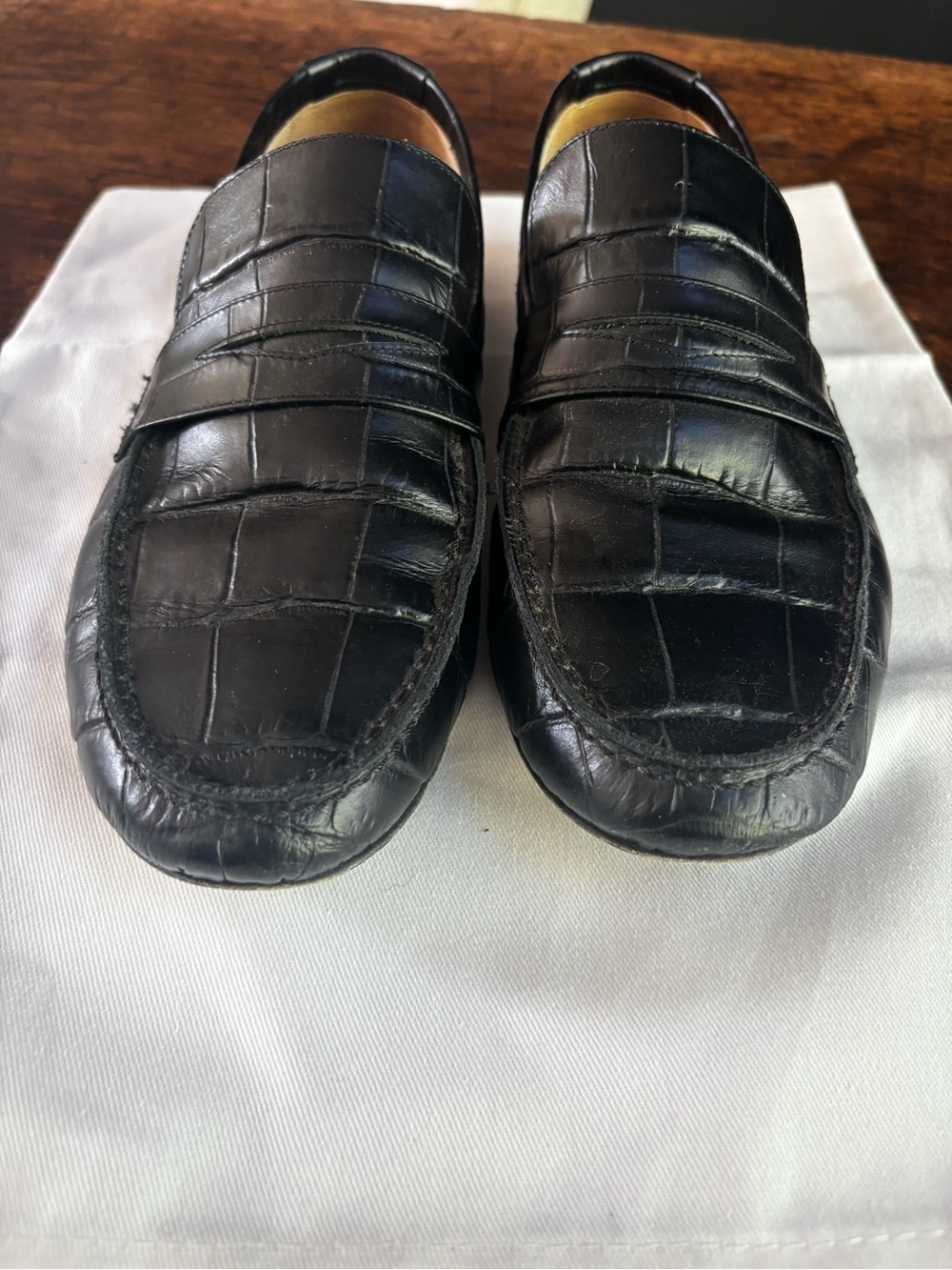 Jamie Haller Penny Loafers Black Croc Leather Size 40 - Picture 4 of 10
